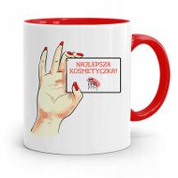 Kubek Czerwony Dla Kosmetyczki Najlepsza Prezent Z Nadrukiem Ze Zdjęciem