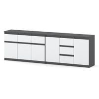 Komoda Nowoczesna Do Salonu Sypialni 6 Szuflad 240cm Pojemna Szara Biała