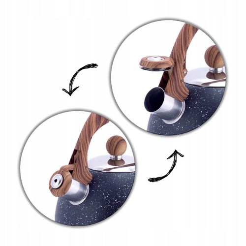 CZAJNIK NA GAZ INDUKCJA STALOWY Z GWIZDKIEM CZARNY marmurkowy 2l na Arena.pl