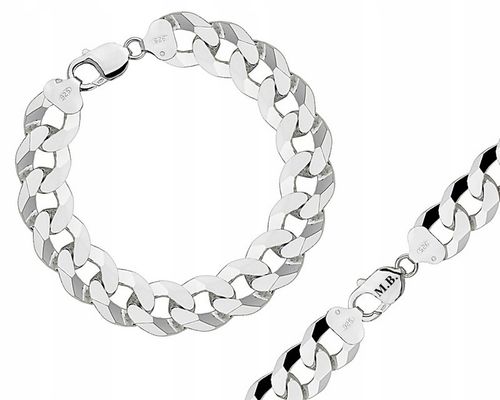 Bransoletka Srebrna Pancerka Męska Pełna Diamentowana 1,40 cm Grawer Gratis na Arena.pl