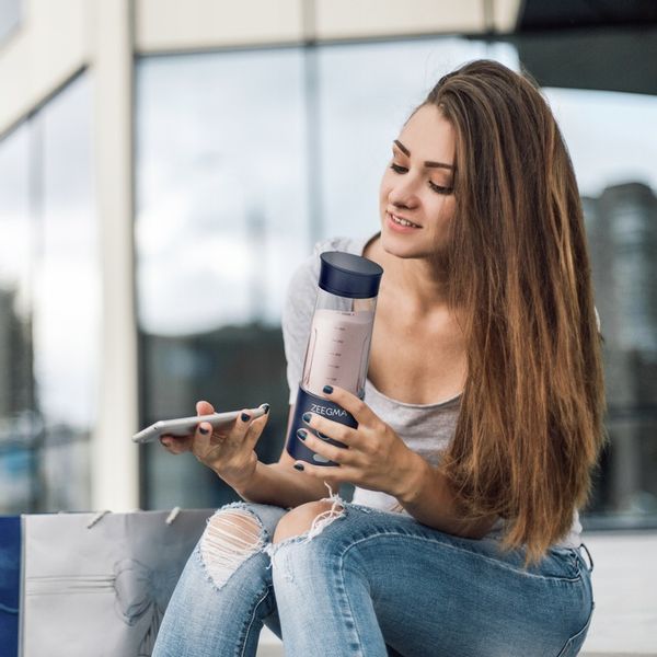 BLENDER BEZPRZEWODOWY KIELICHOWY 450ml 300W GRANATOWY zabierz ze sobą! zdjęcie 11