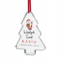 ZAWIESZKA ŚWIĄTECZNA CHOINKA AKRYLOWA + dedykacja KOLOROWY NADRUK