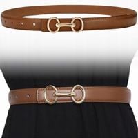 Skórzany Pasek Damski Skóra Naturalna Klamra Złota Elegancki Sukienki