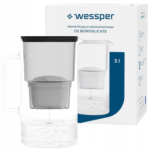 DZBANEK SZKLANY WESSPER D2 BOROSILICATE 3l + 1x FILTR WKŁAD WODY na Arena.pl