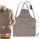 Fartuch Kuchenny Fartuszek Ochronny Wiązany Bawełniany do Gotowania Grilla