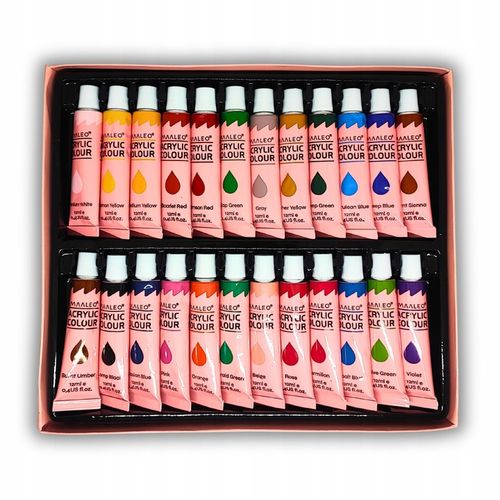 Farby Akrylowe Zestaw Farb Akrylowych 24x12ml Płótna Pędzle 10 szt Paleta na Arena.pl