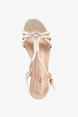 SANDAŁY DAMSKIE NA NISKIM OBCASIE SKÓRZANA WKŁADKA KOMFORTOWE BEŻOWE r 40 na Arena.pl