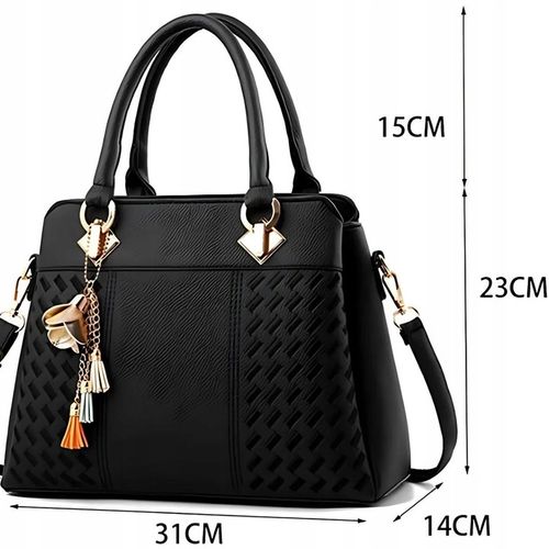 TOREBKA DAMSKA SKÓRZANA CZARNA ELEGANCKA TORBA SKÓRA EKOLOGICZNA MODNA na Arena.pl