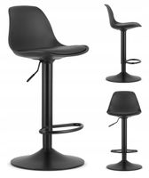 Hoker Barowy Czarny Stołek Obrotowy LOFT Regulowany Ecoskóra DANSK