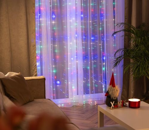 KURTYNA ŚWIETLNA LAMPKI SOPLE DRUCIKI 200 LED 2x2m GIRLANDA USB + ADAPTER na Arena.pl