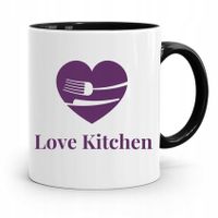 Kubek Czarny Prezent Dla Kucharza Love Kitchen Z Nadrukiem Ze Zdjęciem