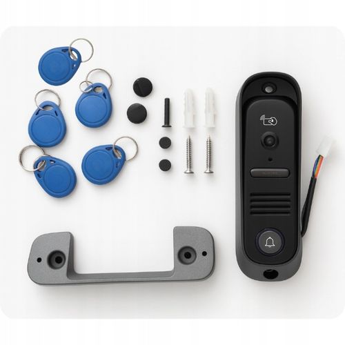 WIDEODOMOFON PRZEWODOWY VIDEO DOMOFON ZESTAW CZYTNIK RFID FURTKA BRAMA 7'' na Arena.pl