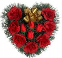 Stroik na cmentarz GRÓB pomnik KOMPOZYCJA serce BUKIET kwiaty sztuczne