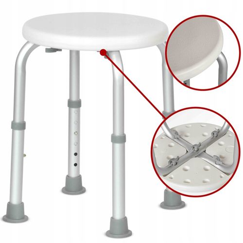 TABORET STOŁEK POD PRYSZNIC OKRĄGŁY KRZESŁO PRYSZNICOWE STABILNE DO WANNY na Arena.pl