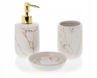 Komplet łazienkowy Lua White zestaw 3 el pojemnik dozownik mydelniczka GLAM