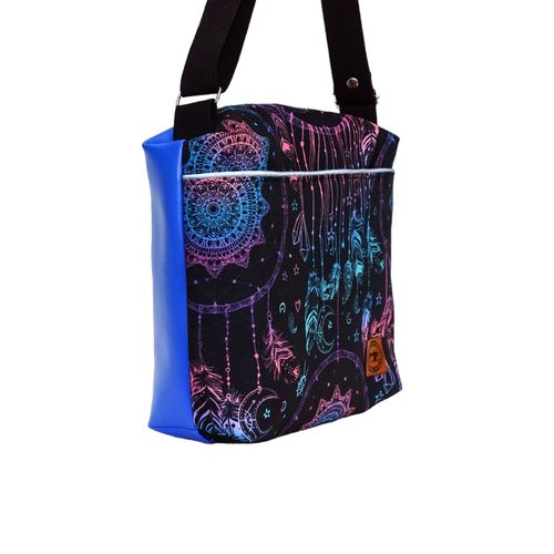 Torebka Na Ramię z Motywem Łapaczy Snów i Niebieską Ekoskórą – Handmade na Arena.pl