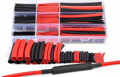 RURKI TERMOKURCZLIWE Z KLEJEM KOSZULKI czarne i czerwone BOX ZESTAW na Arena.pl