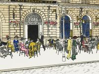 Plakat 100x75cm Kawiarnia Heinrichhof, Moriz Jung Vintage do Salonu