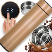 Kubek termiczny smart 500ml termos butelka lcd złoty
