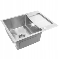 ZLEWOZMYWAK JEDNOKOMOROWY ZLEW KUCHENNY STALOWY Z OCIEKACZEM INOX REA PAUL