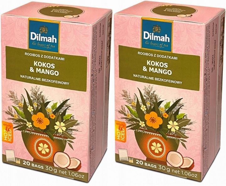 Herbata w torebkach Dilmah kokos i mango 40szt zdjęcie 1