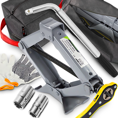 Zestaw Torba Lewarek Podnośnik Trapezowy 2T Klucz Do Kół 17/19/21 Rękawice na Arena.pl