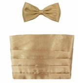 Złoty pas smokingowy XXL z muszką męską i poszetką