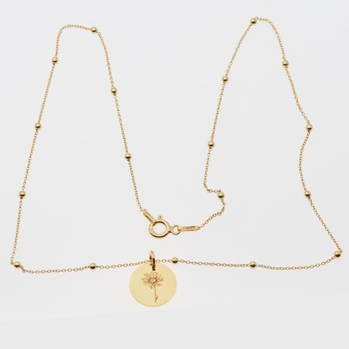 Naszyjnik z blaszką z wzorem kwiatka - srebro złocone 40 cm na Arena.pl