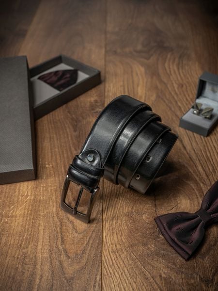 pasek skórzany męski bom-01-so black 110 zdjęcie 2