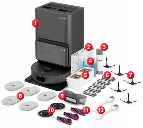ROBOT SPRZĄTAJĄCY MOPUJĄCY WELLTEC R90 PRO + STACJA 5W1 + AKCESORIA na Arena.pl