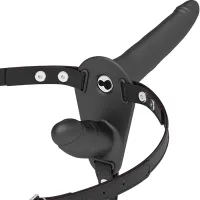 fetish submissive harness double system czarny, wibracja, regulowany