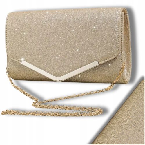 Wieczorowa Złota Torebka Elegancka Kopertówka Wizytowa Błyszcząca Retro na Arena.pl