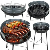 GRILL WĘGLOWY OGRODOWY Rino Garden GW-RH-O Chromowany Ruszt Okrągły Stalowy