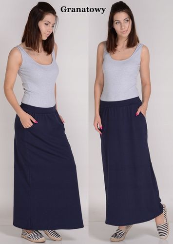 MAXI DŁUGA SPÓDNICA Z KIESZENIAMI prosta - KOLORY na Arena.pl
