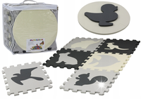 Miękkie Puzzle Mata Kontrastowa Edukacyjna Pianka EVA Szare 28 ele. Lean
