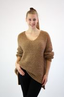 Ażurkowy sweter ze złotą nitką DaDa Karmelowy UNI