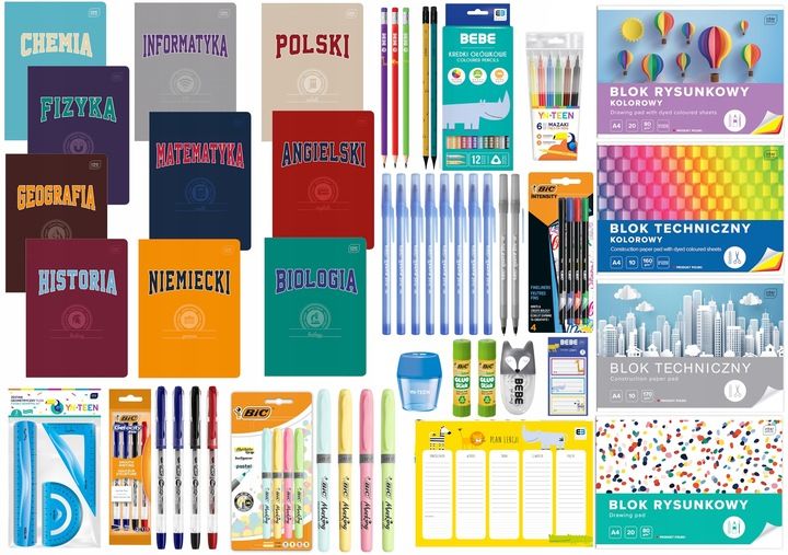 WYPRAWKA SZKOLNA 4-8 Z ZESZYTAMI XXL ZESTAW DO SZKOŁY 2024 INTERDRUK 29 EL. zdjęcie 1