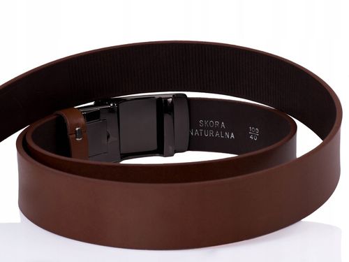 SKÓRZANY Pasek AUTOMAT garnitur jeans BRĄZ na Arena.pl