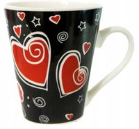 Kubek dzień Kobiet Serce Serca Czarny 300ml 10x8cm