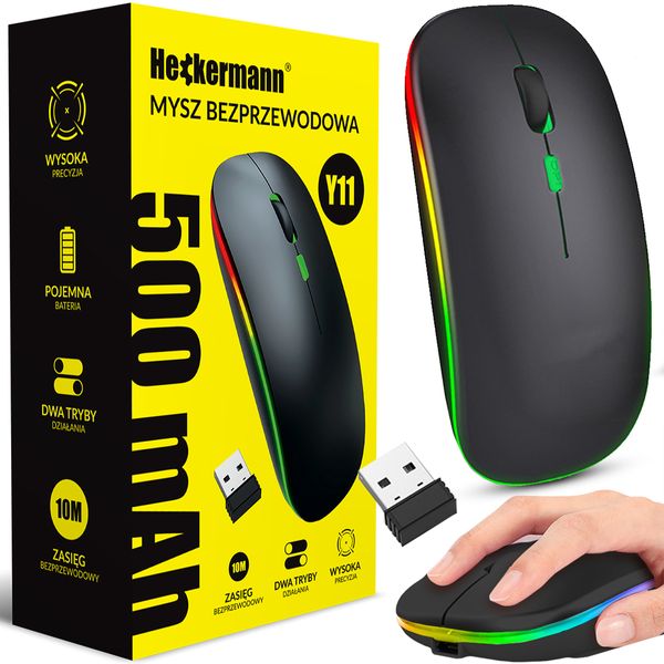 MYSZKA BEZPRZEWODOWA NA BLUETOOTH USB MYSZ KOMPUTEROWA DO LAPTOPA RGB zdjęcie 1