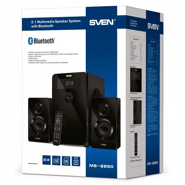 SVEN MS-2250 80W USB, SD, FM, BLUETOOTH głośniki zdjęcie 7