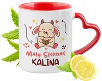 Kubek Czerwony Z Uszkiem W Kształcie Serca Dla Kaliny Na Prezent
