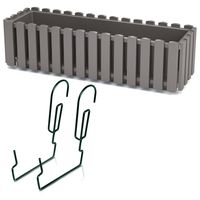 Doniczka + uchwyt skrzynka balkonowa 18x58x16,2 cm szary kamienny