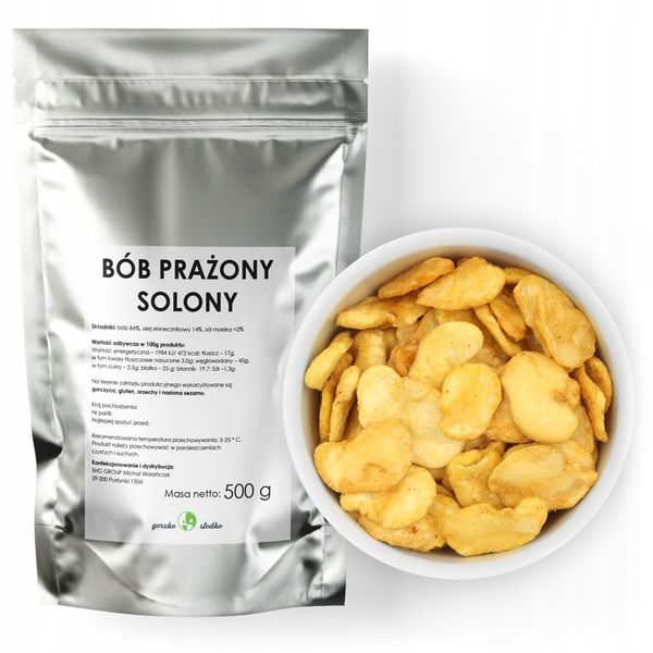 BÓB PRAŻONY SOLONY chrupiąca przekąska 500g zdjęcie 1