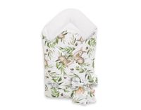 Dwustronny rożek dla niemowląt miękki z wiązaniem - woodland green