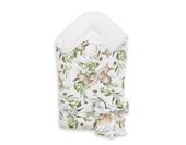 Dwustronny rożek dla niemowląt miękki z wiązaniem - woodland green