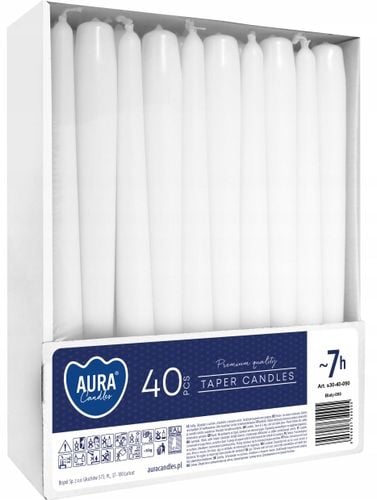 aura świece stołowe stożkowe białe 40 szt. s30-40-090 na Arena.pl