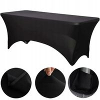 POKROWIEC OBRUS NA STÓŁ CATERINGOWY BANKIETOWY CZARNY 180x76cm ELASTYCZNY