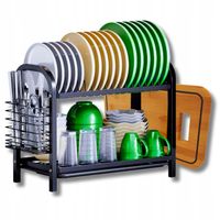 SUSZARKA DO NACZYŃ Stojąca Dwupoziomowa Czarna Duża OCIEKACZ NA NACZYNIA