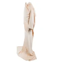 Koc xxl 140x200cm beżowy z rękawami polar ciepła bluza szlafrok